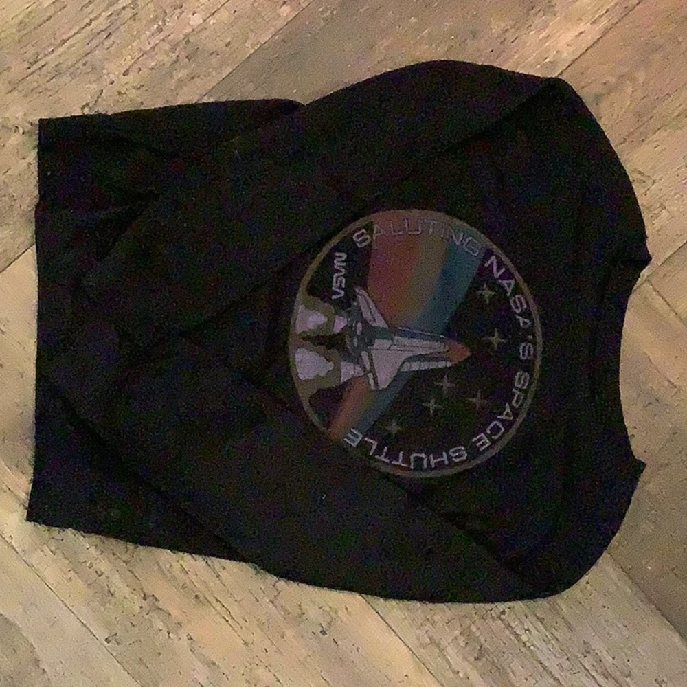 vintage black saluting NASA crew neck sweater